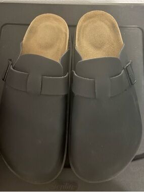 Women's Black Slip-On Clog Mule with Buckle